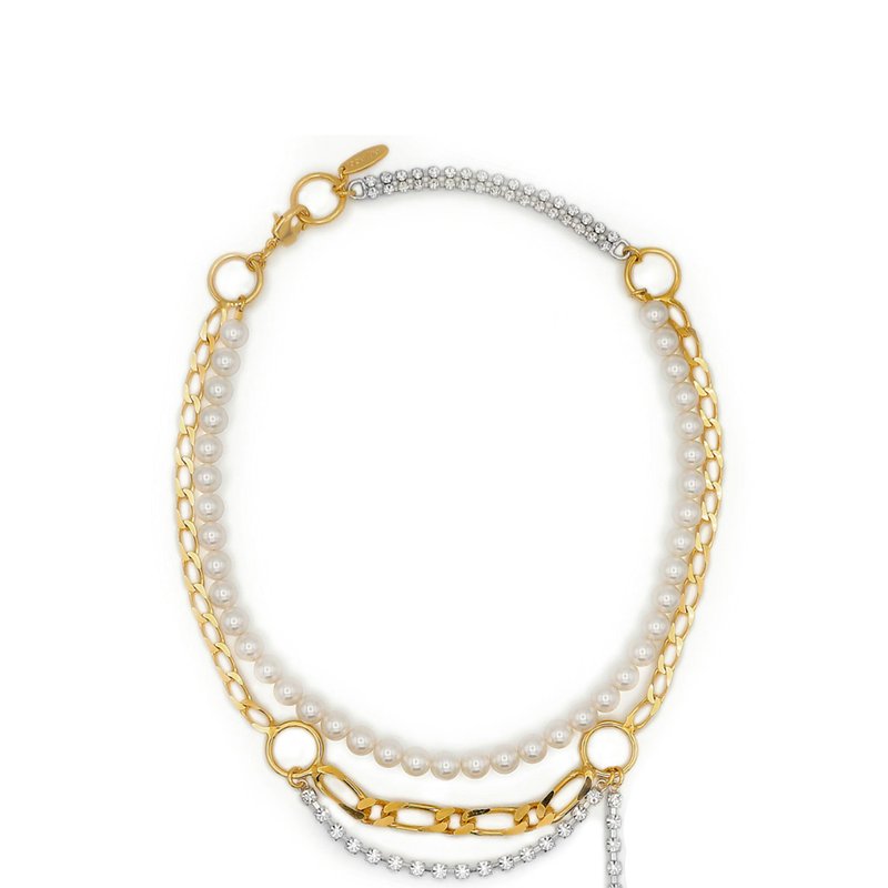 Joomi Lim Pearl, Chain, Hoop & Crystal Necklace In Gold