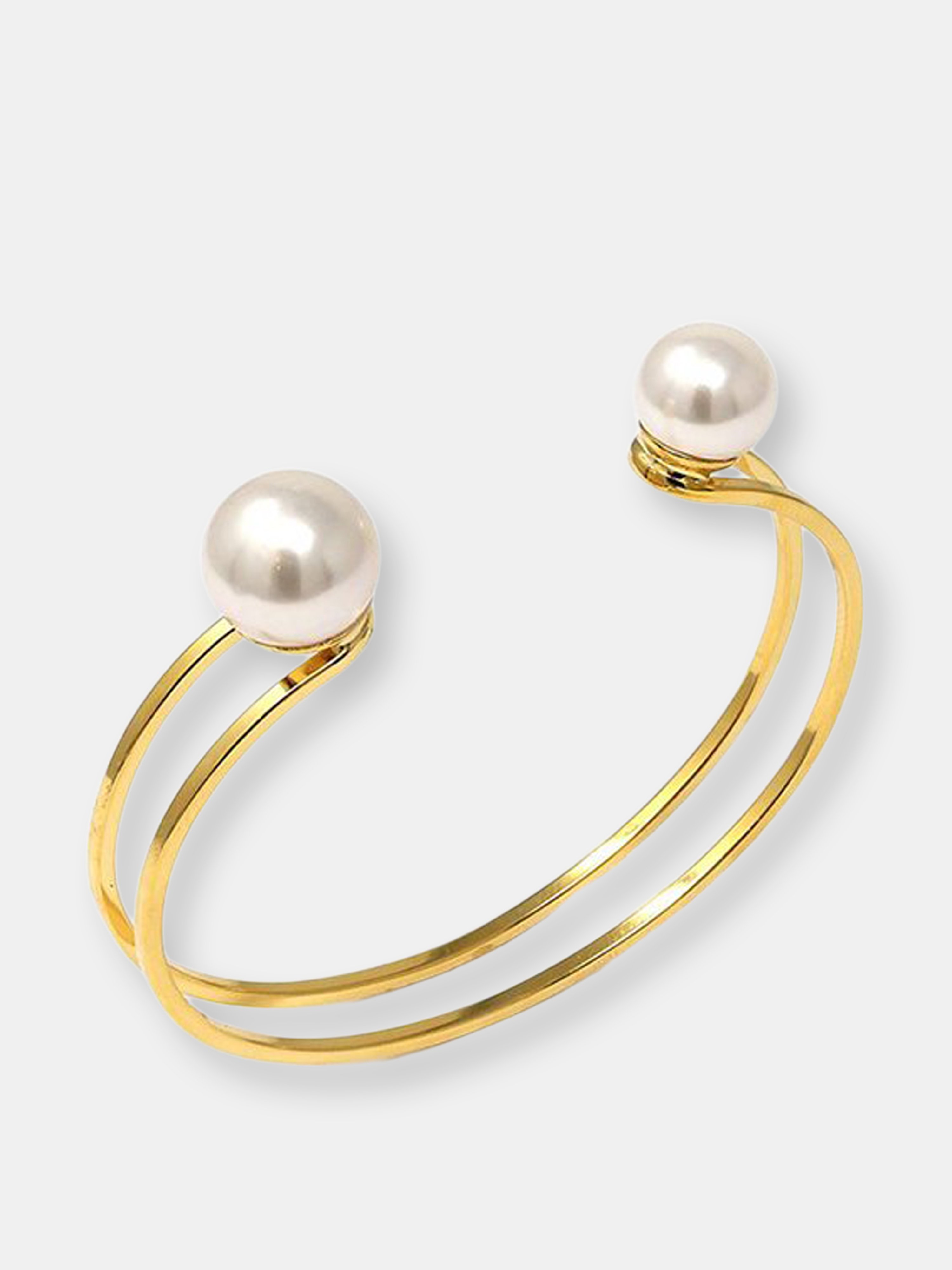 Joomi Lim Small Double Cuff W/ 2 Pearls In Gold