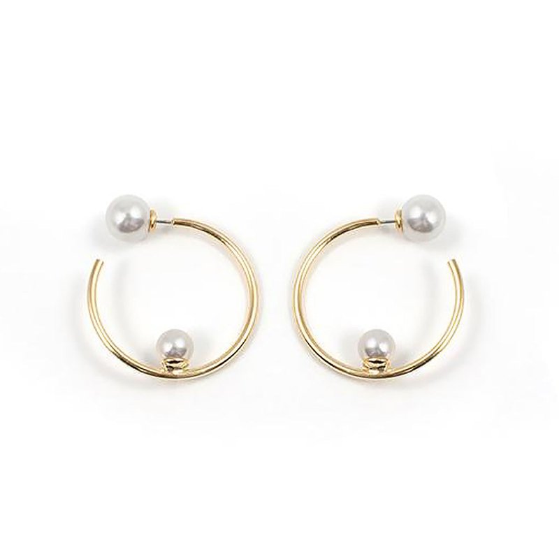Joomi Lim Small Hoop Earrings W/ Affixed Pearls & Pearl Backs In Gold