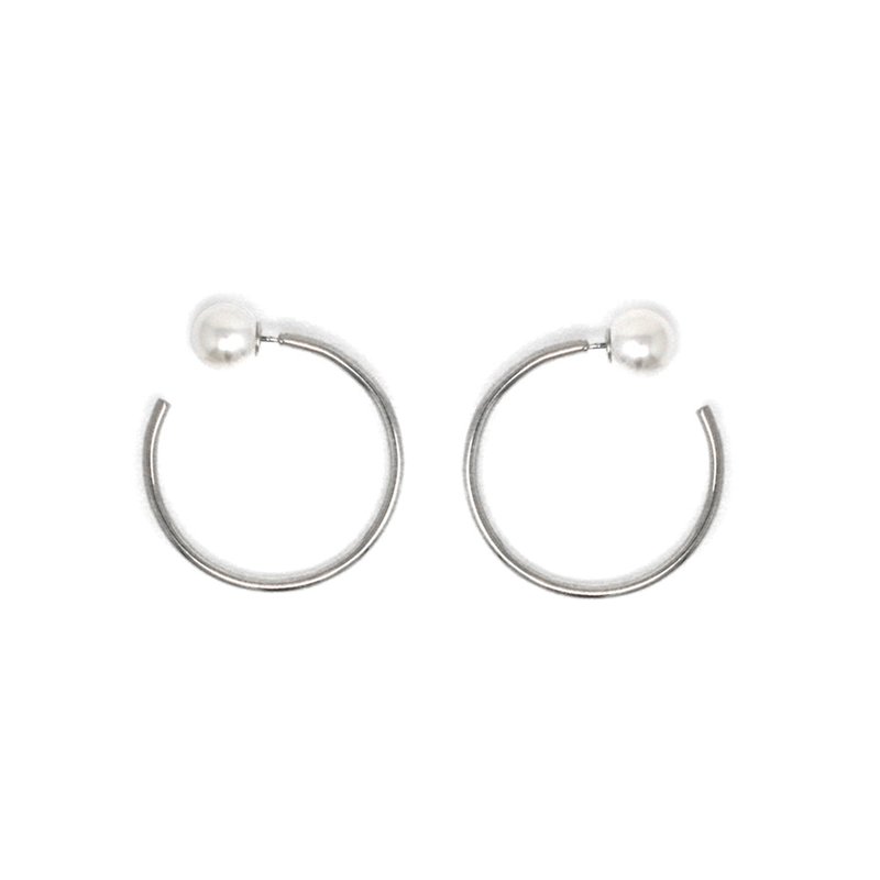 Joomi Lim Small Hoop Earrings W/ Pearl Backs In Grey