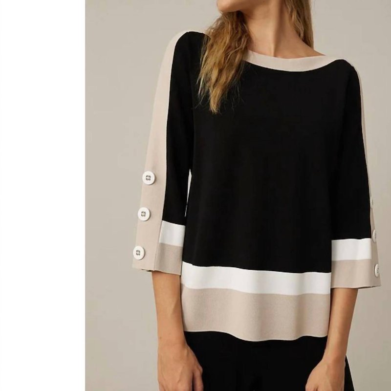 Shop Joseph Ribkoff Color Block Pull-on Sweater In Black