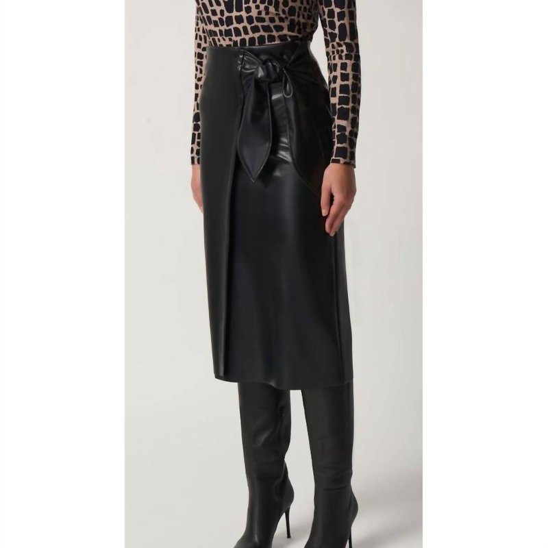 Shop Joseph Ribkoff Faux Leather Tie Wrap Skirt In Black