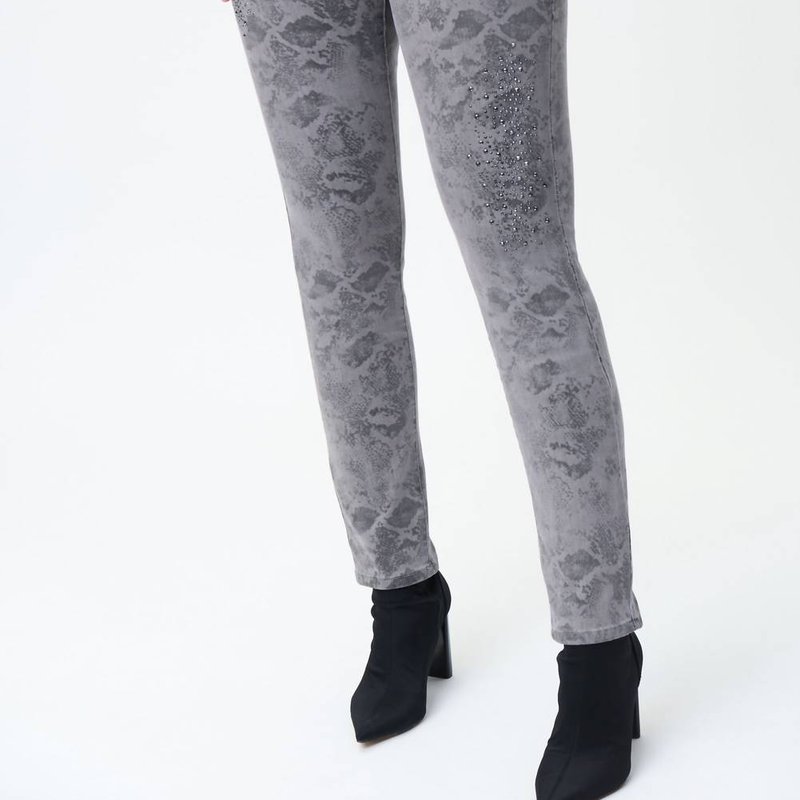 Shop Joseph Ribkoff Printed Embellished Jeans In Grey
