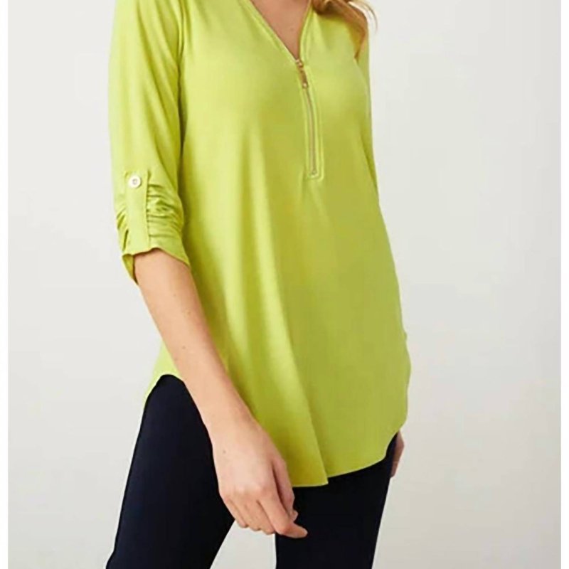 Shop Joseph Ribkoff Ruched Sleeve Detail Tunic In Green