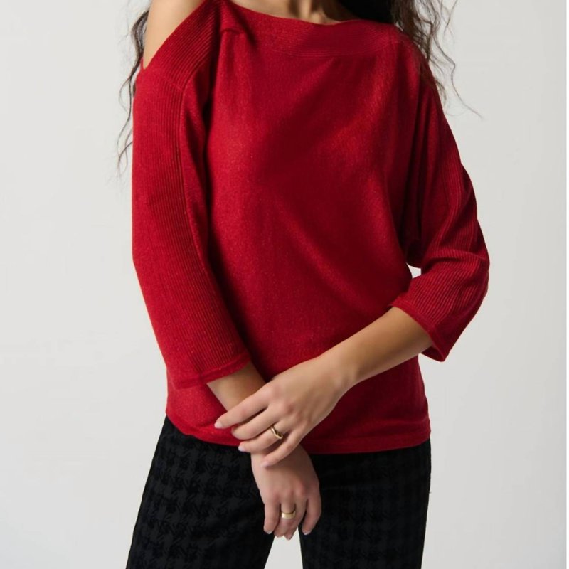 Shop Joseph Ribkoff Sweater Knit One-shoulder Top In Red