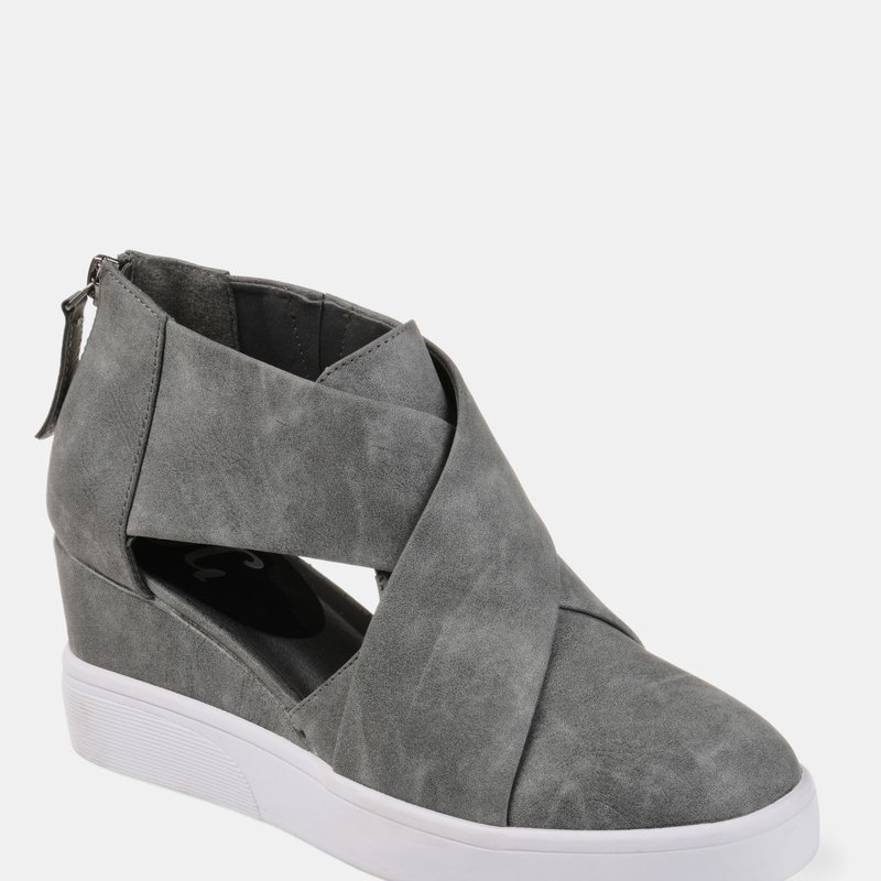 Shop Journee Collection Women's Seena Sneaker Wedge In Grey