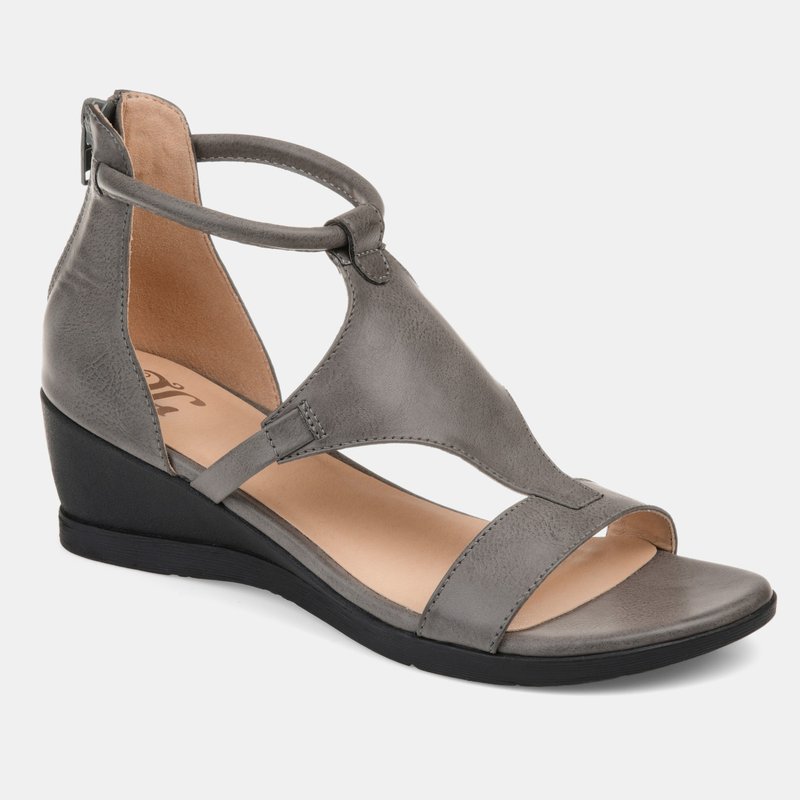 Shop Journee Collection Women's Trayle Sandal Wedge In Grey