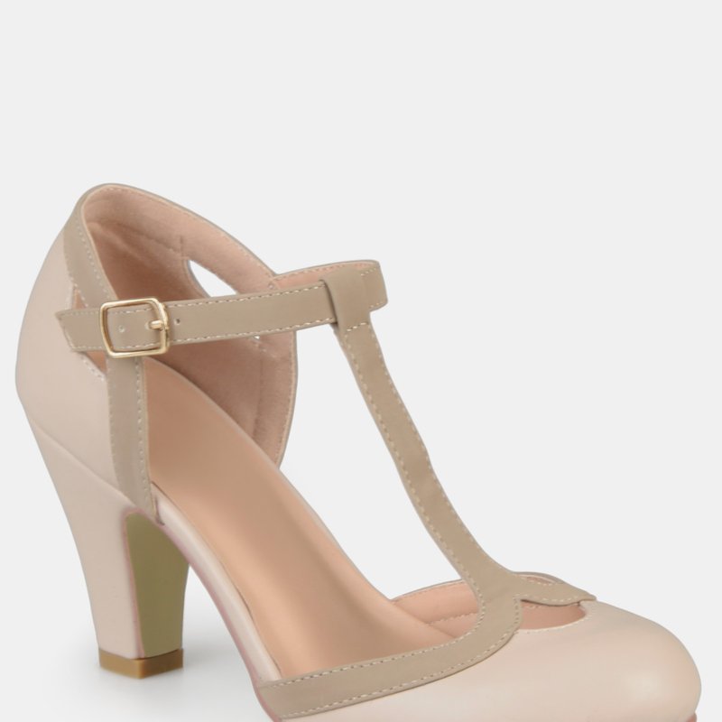 Journee Collection Olina T-strap Pump In Brown