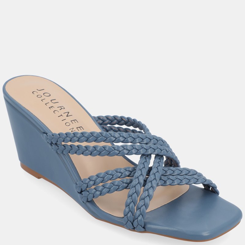 Journee Collection Women's Baylen Wedge Sandals In Blue