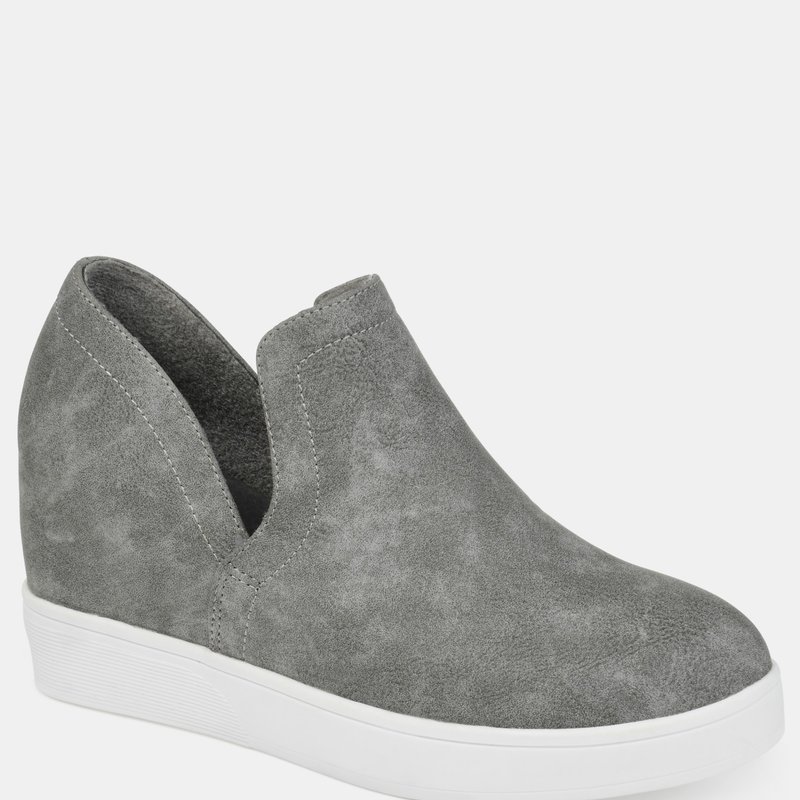 Shop Journee Collection Women's Cardi Sneaker Wedge In Grey