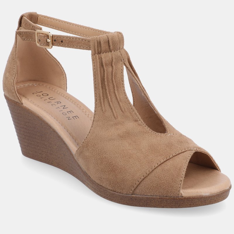 Shop Journee Collection Women's Tru Comfort Foam Narrow Width Kedzie Wedge Sandals In Brown