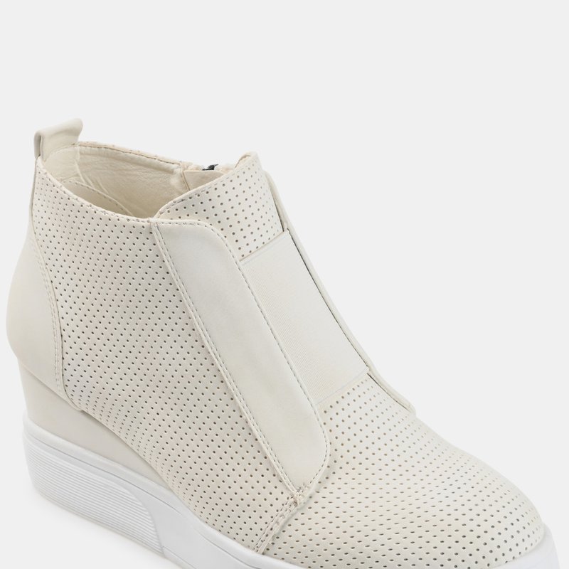 Journee Collection Clara Wedge Sneaker In White