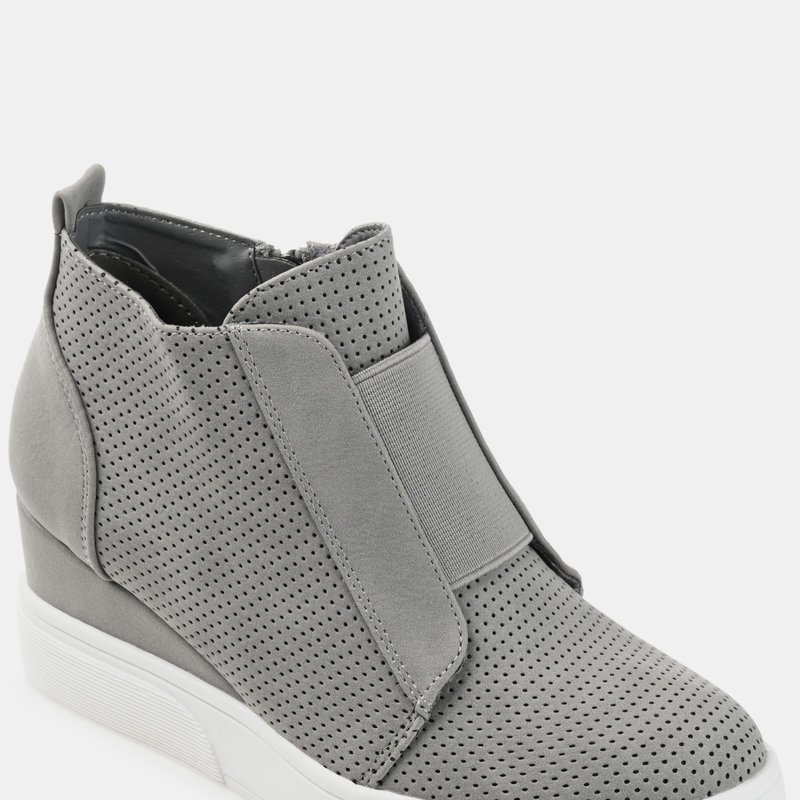 Journee Collection Clara Wedge Sneaker In Grey