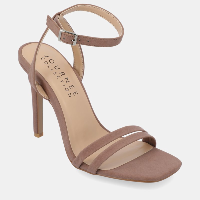 Journee Collection Yevva Ankle Strap Stiletto Sandal In Brown