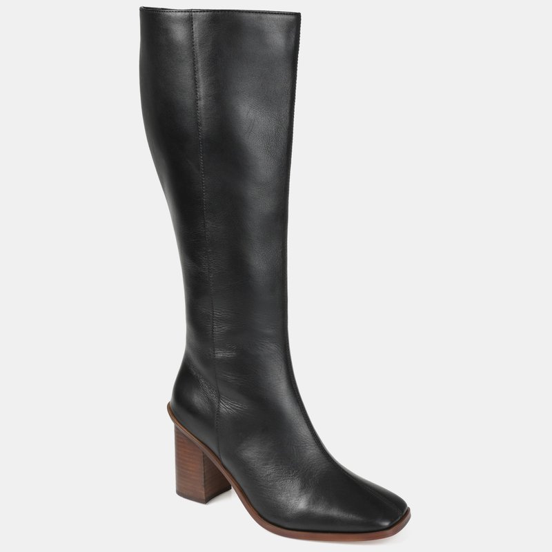 Journee Signature Women's Genuine Leather Tru Comfort Foam Extra Wide Calf Tamori Boot In Black