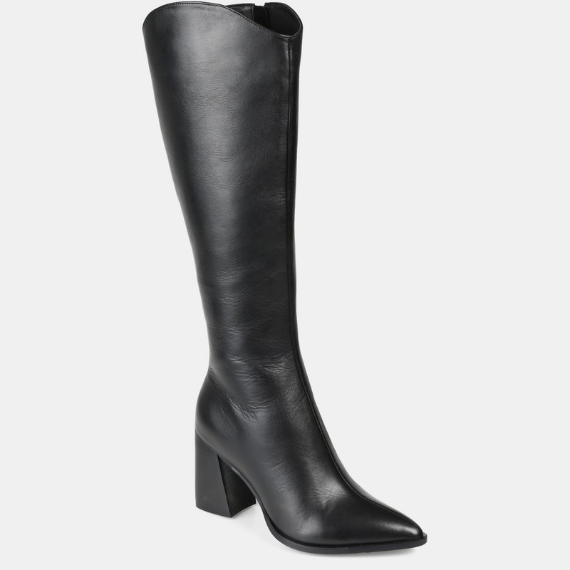 Journee Signature Women's Genuine Leather Tru Comfort Foam Laila Boot In Black