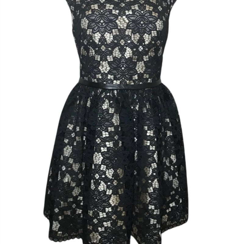 Shop Jovani Floral Lace Dress In Black