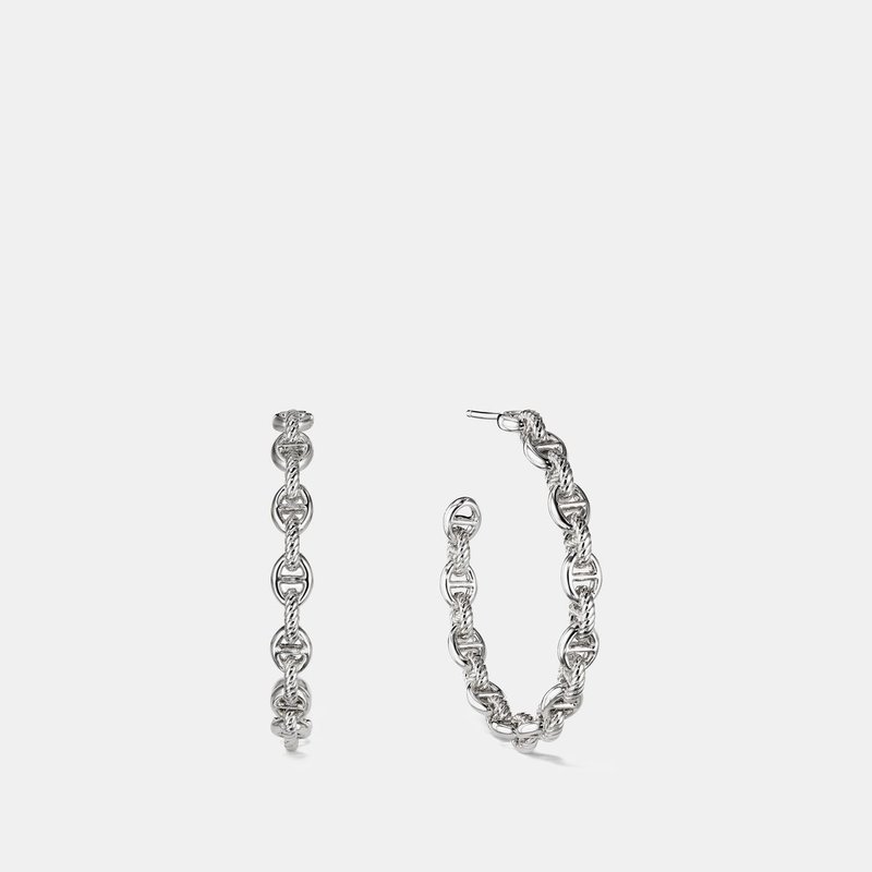 Judith Ripka Vienna Chain Link Hoop Earrings In Grey