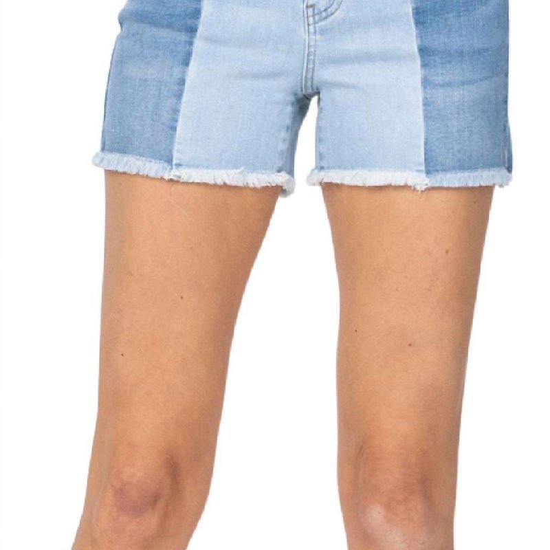 Judy Blue Contrast Panel Shorts In Blue