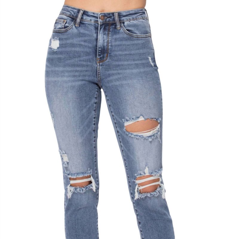 Shop Judy Blue Destroyed Slim Fit Jean In Blue