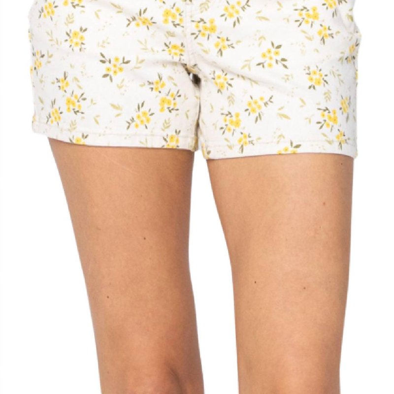 Shop Judy Blue Flower Print Mid-rise Shorts In White