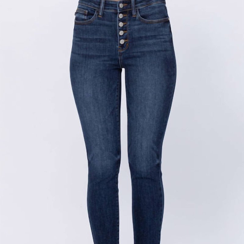Shop Judy Blue High Rise Button Fly Jeans In Blue