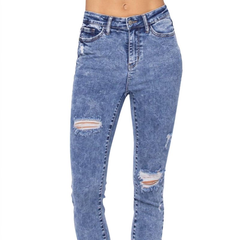 Shop Judy Blue High Rise Destroyed Skinny Jean In Blue