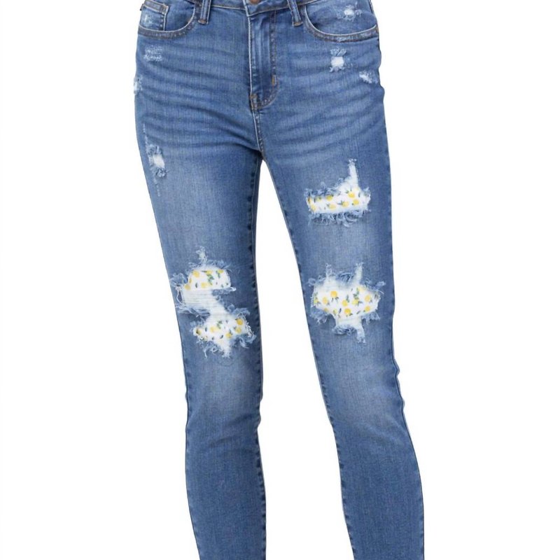 Shop Judy Blue Lemon Patch High Waist Skinny Jean In Blue
