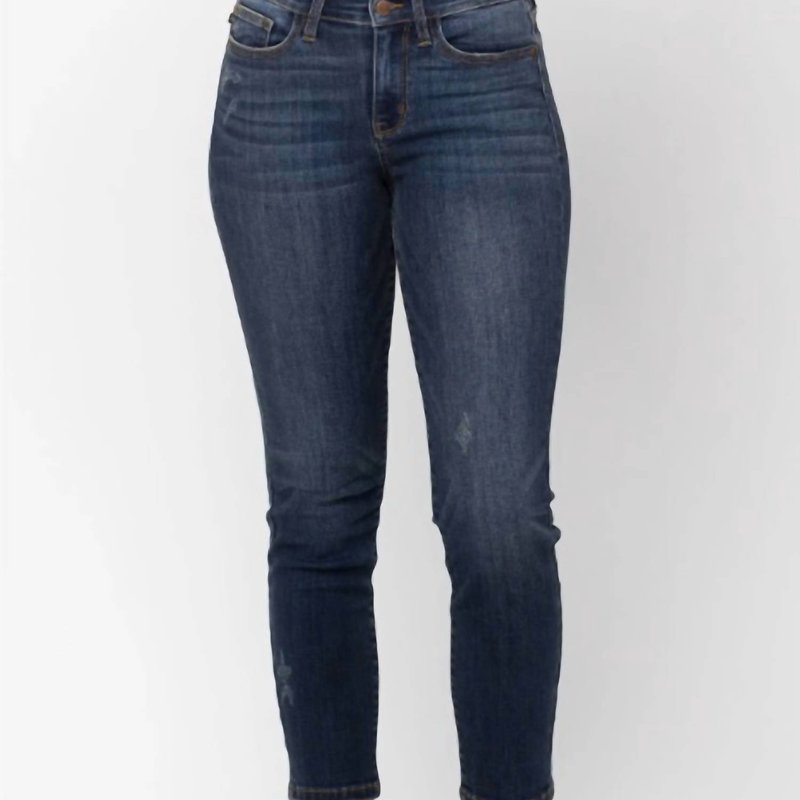 Shop Judy Blue Mid Rise Cropped Relaxed Fit Denim Jean In Blue