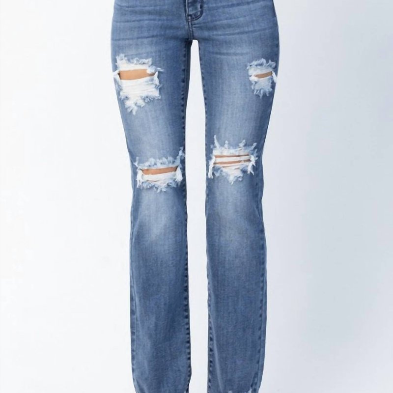 Judy Blue Mid Rise Straight Jean In Blue