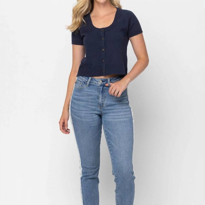 Shop Judy Blue Plus Size High Waist Jean With Fray In Blue