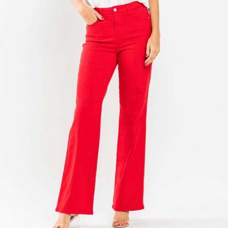 Shop Judy Blue Straight Fit Jeans In Red