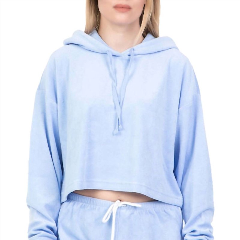 Shop Juicy Couture Beach Micro Terry Hooded Pullover In Blue