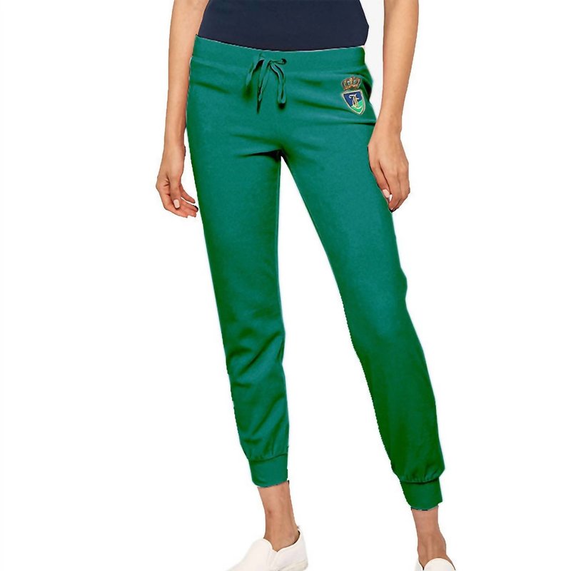 Shop Juicy Couture Hatbox Laurex Crest Velour Zuma Pants In Green