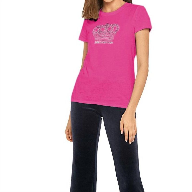 Shop Juicy Couture Jeweled Crown Short Sleeve T-shirt In Pink