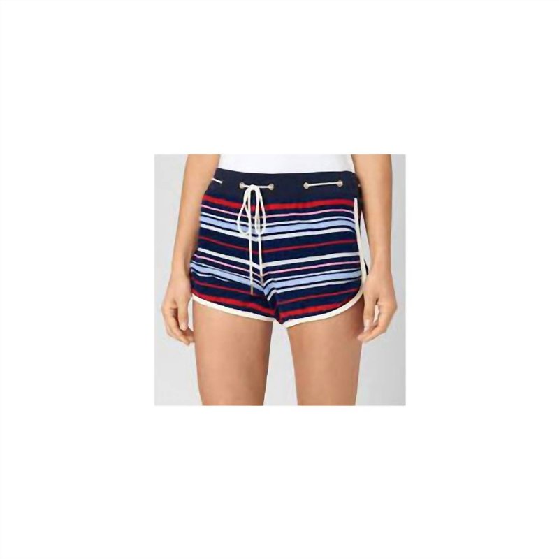 Shop Juicy Couture Micro Terry Striped Shorts In Blue