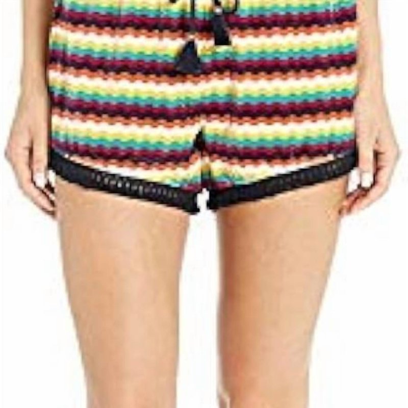 Shop Juicy Couture Ric Rac Striped Cotton Velour Shorts In Yellow