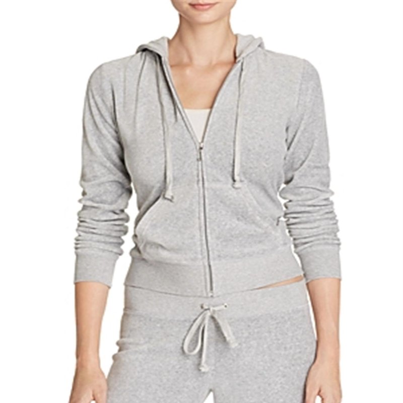 Shop Juicy Couture Robertson Velour Hoodie Jacket In Grey