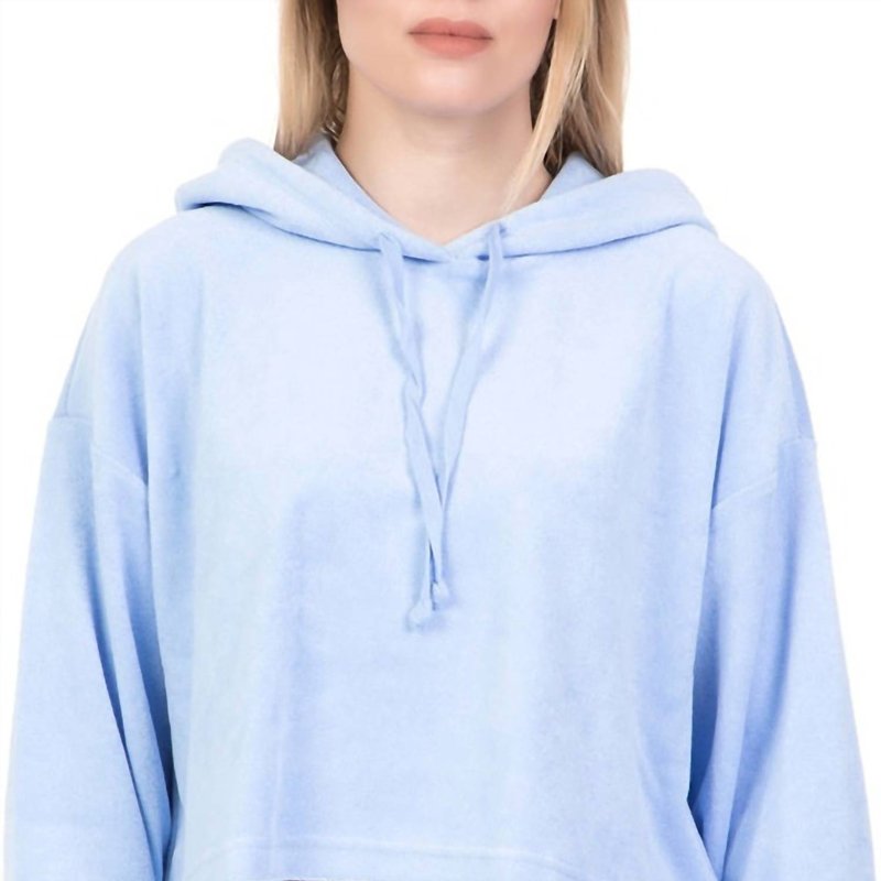 Shop Juicy Couture Terry Cropped Long Sleeve Hoodie In Blue