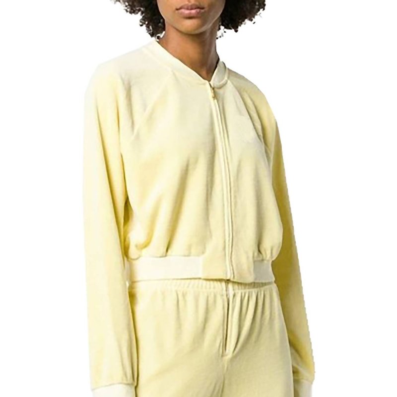 Shop Juicy Couture Track Velour Crop Jacket In Yellow