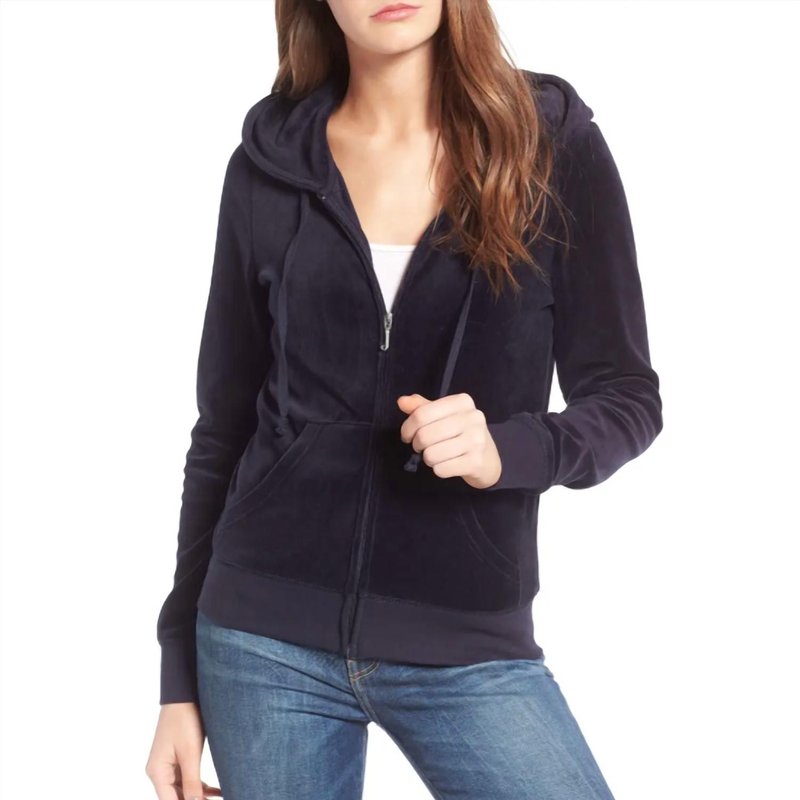 Shop Juicy Couture Track Velour Robertson Jacket Hoodie In Blue