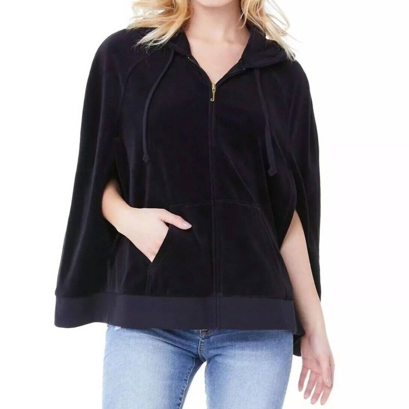 Shop Juicy Couture Velour Cape Track Sweatshirt In Black