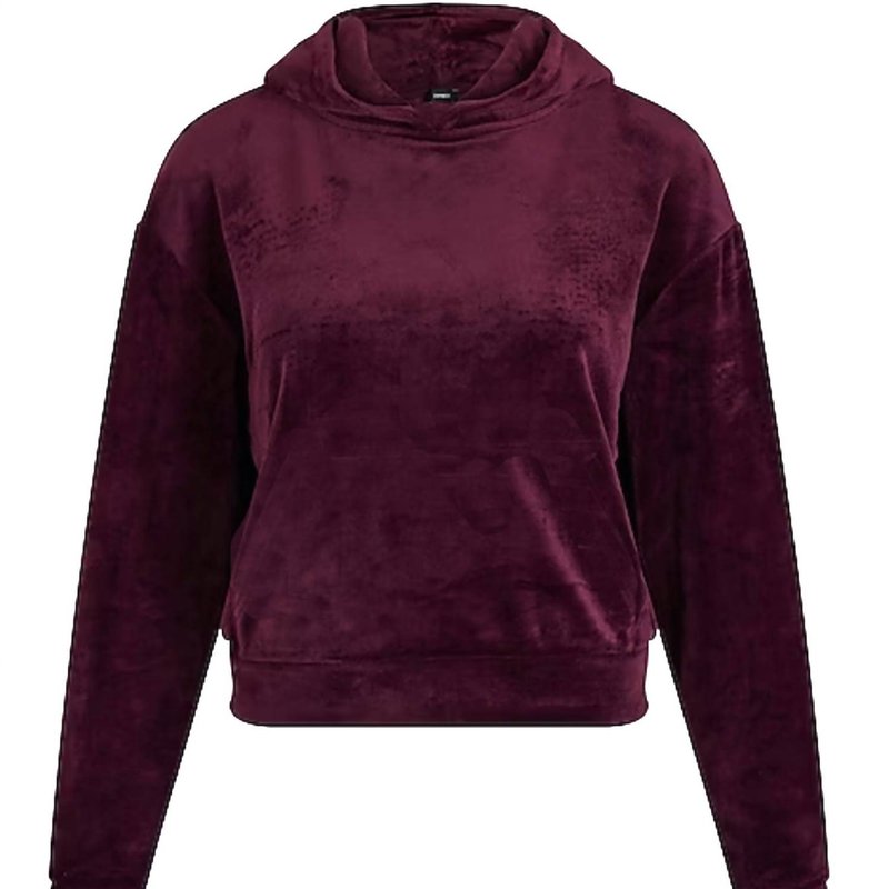 Shop Juicy Couture Velour Cropped Pullover Sweatshirt In Purple