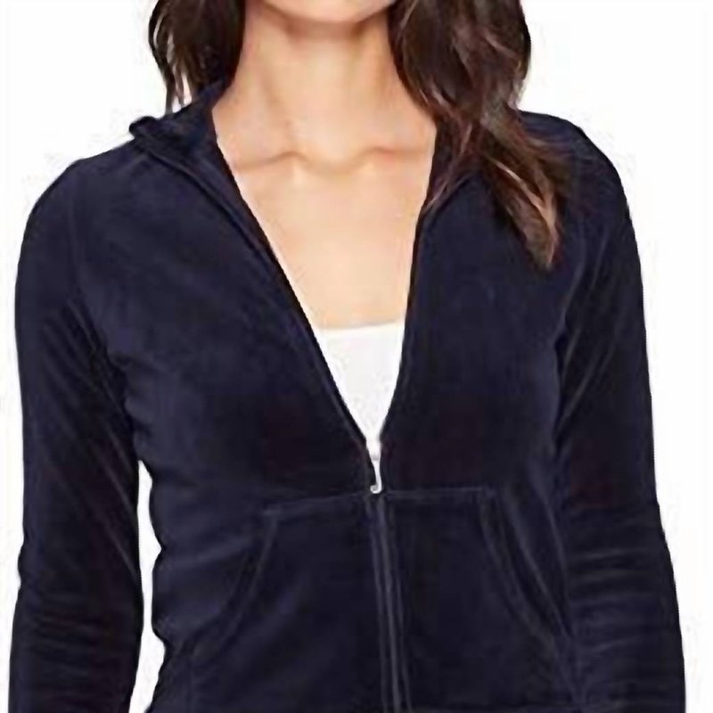 Shop Juicy Couture Velour Fairfax Fitted Jacket In Blue