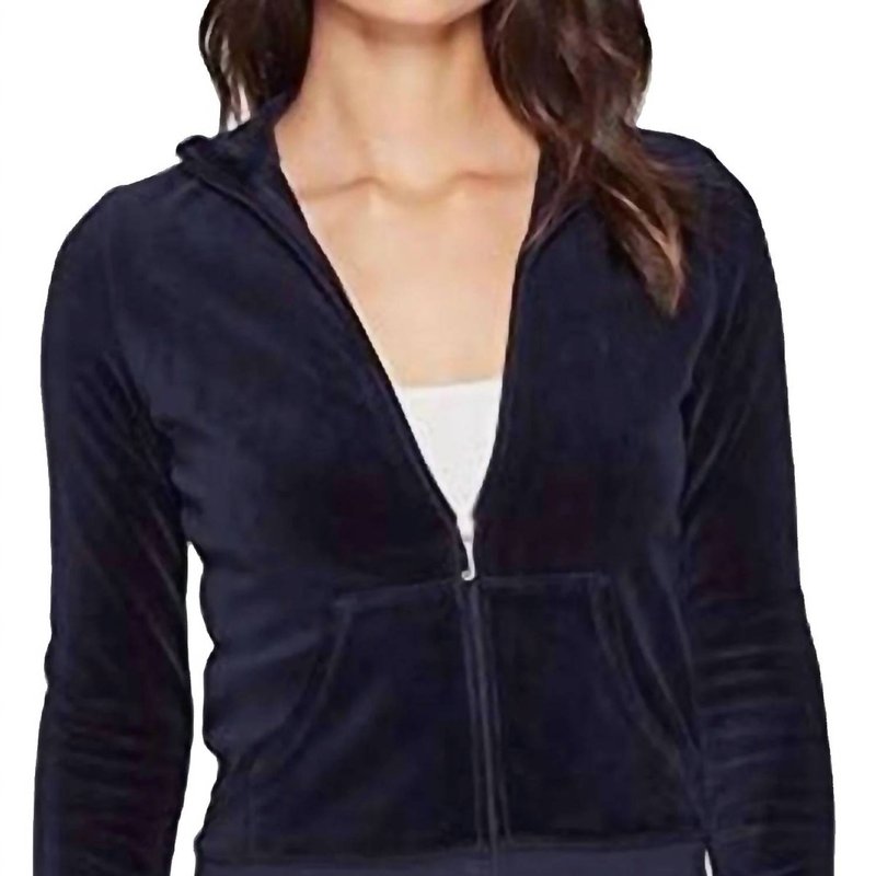 Shop Juicy Couture Velour Full Zip Sweatshirt Jacket In Blue
