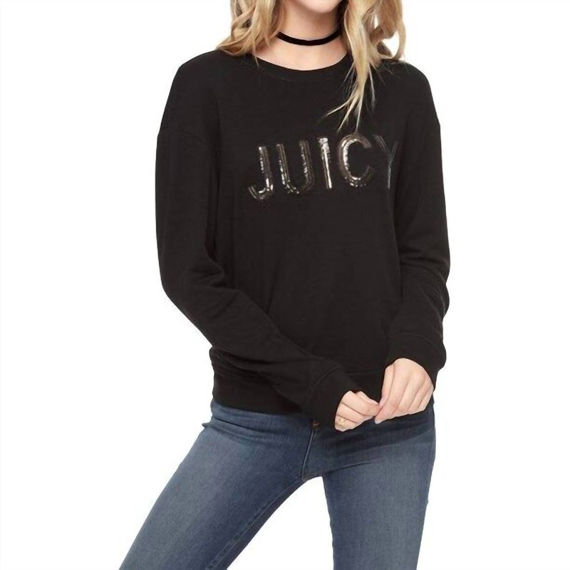 Shop Juicy Couture Women's Cotton Crew Neck Sweatshirt In Black