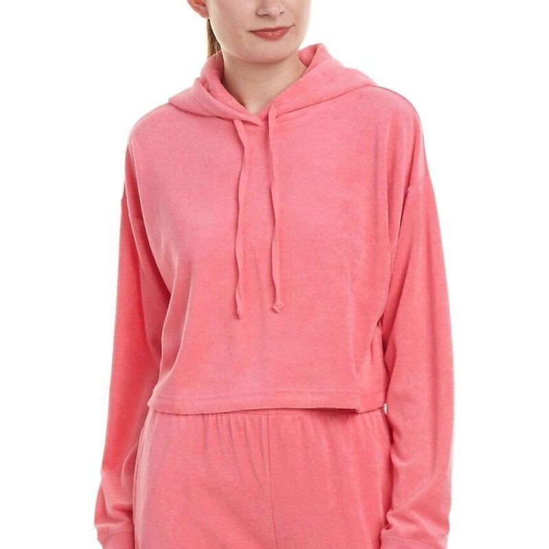 Shop Juicy Couture Women's Lotus Flower Micro Terry Hooded Pullover In Pink