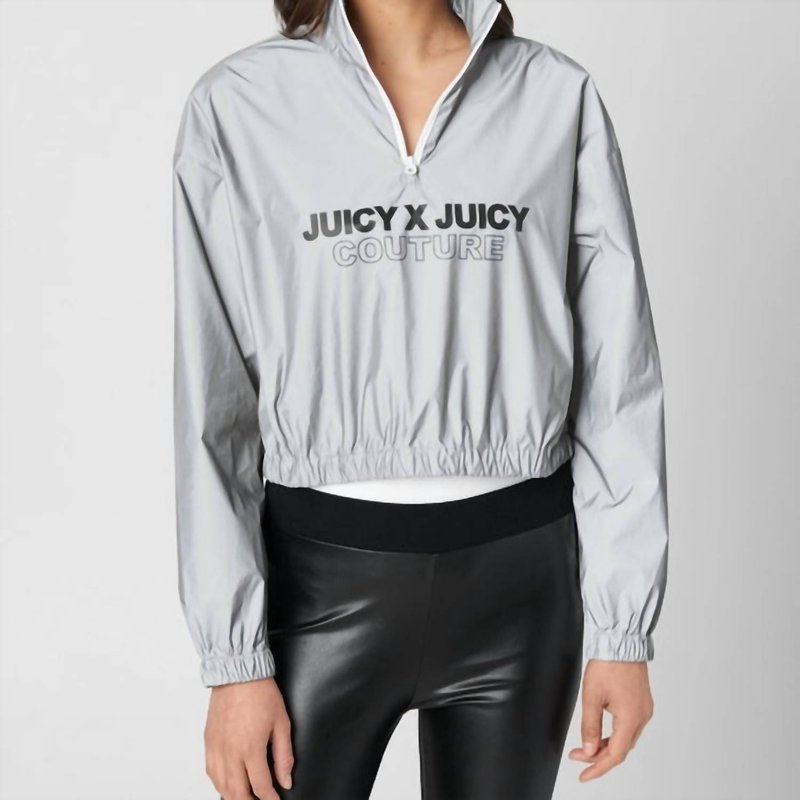 Shop Juicy Couture Women's Reflective Half Zip Up Jacket In Grey