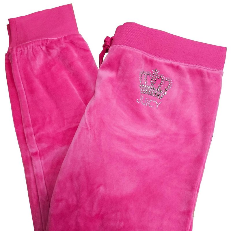 Shop Juicy Couture Women's Studded Crown Logo Track Velour Zuma Pant In Pink