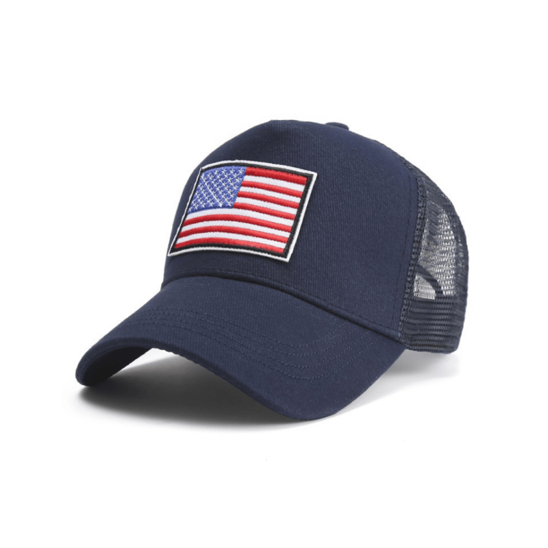 Jupiter Gear American Flag Trucker Hat With Adjustable Strap In Blue